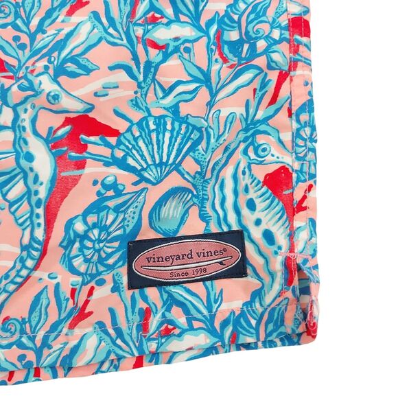 Vineyard Vines Swim Shorts Trunks Mens Small Blue Mesh Sea Horses Print Beach - Picture 5 of 12